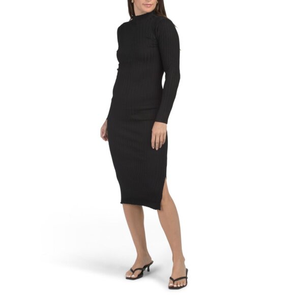 NANETTE NANETTE LEPORE Black High Neck Ribbed Sweater Maxi Dress - Picture 1 of 2